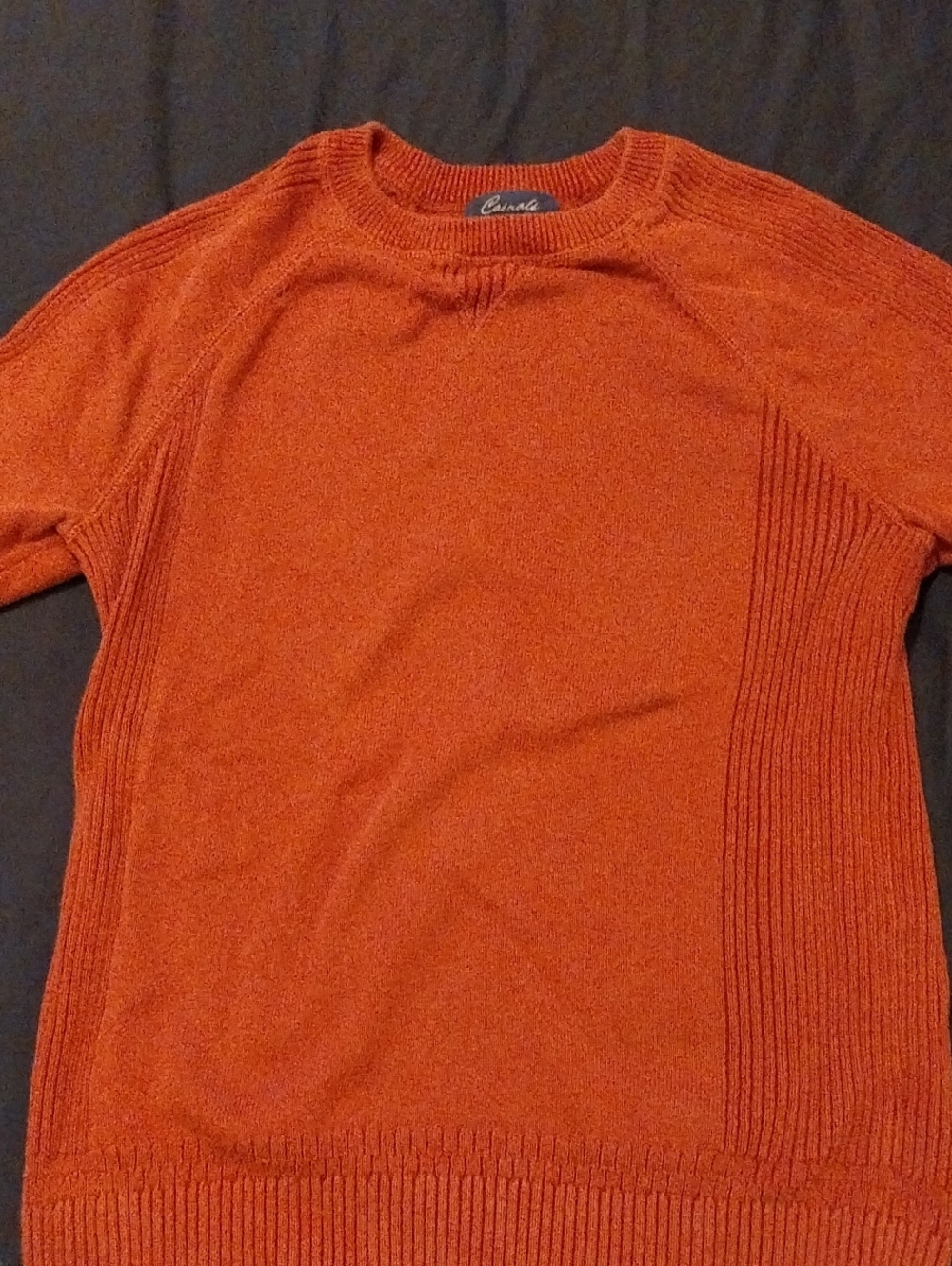 Cuffed Orange Crewneck Sweater - Men